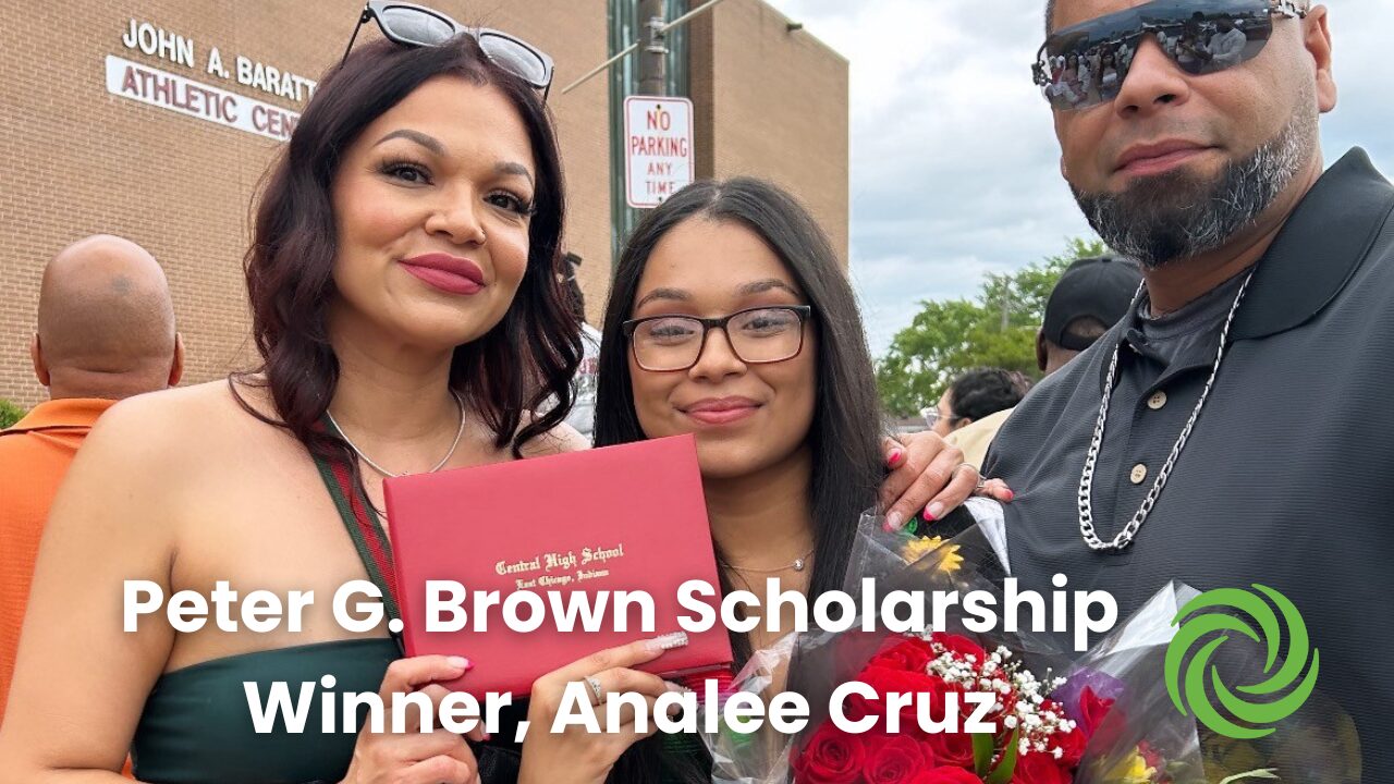 Peter G Brown Scholarship recipient, Analee Cruz, with her family at graduation.